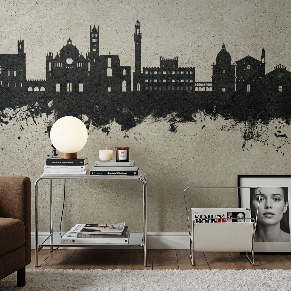 Siena Italy Skyline Concrete Mural Wallpaper - room preview 04