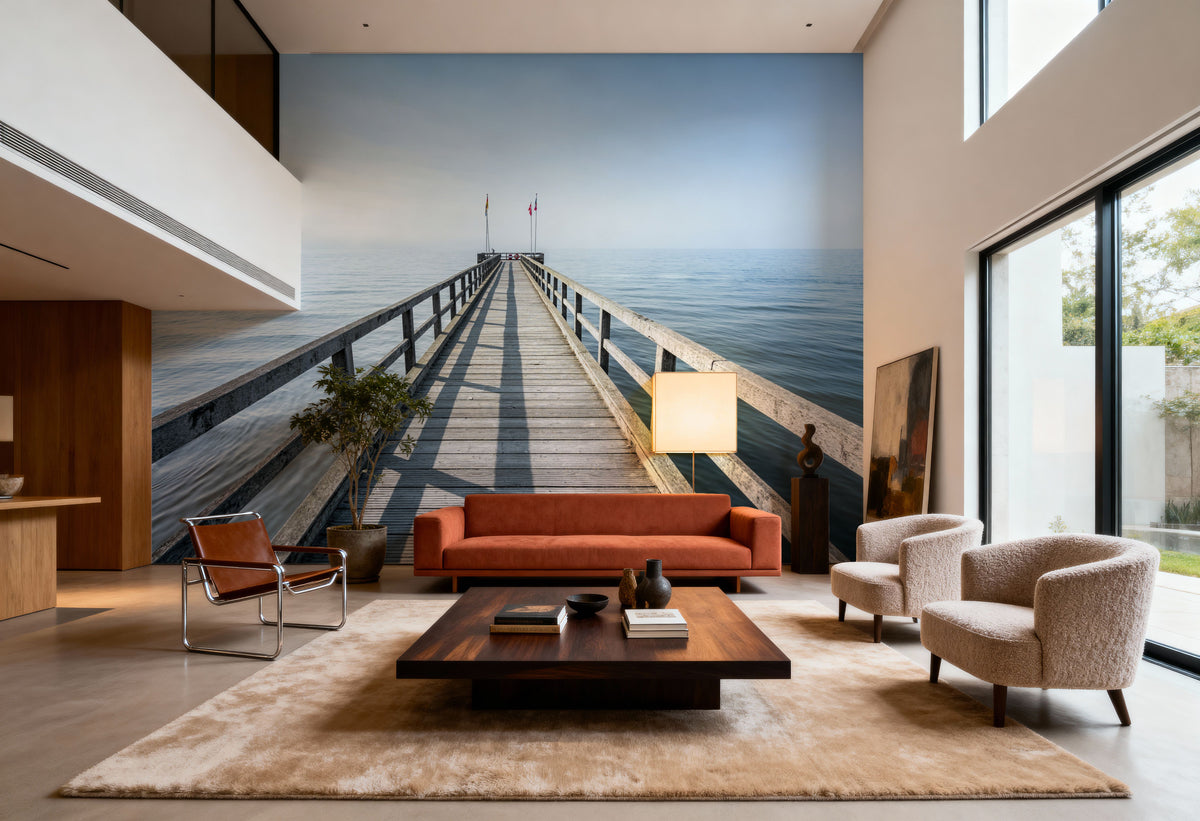 Strand Pier Blue Mural Wallpaper - room preview 04