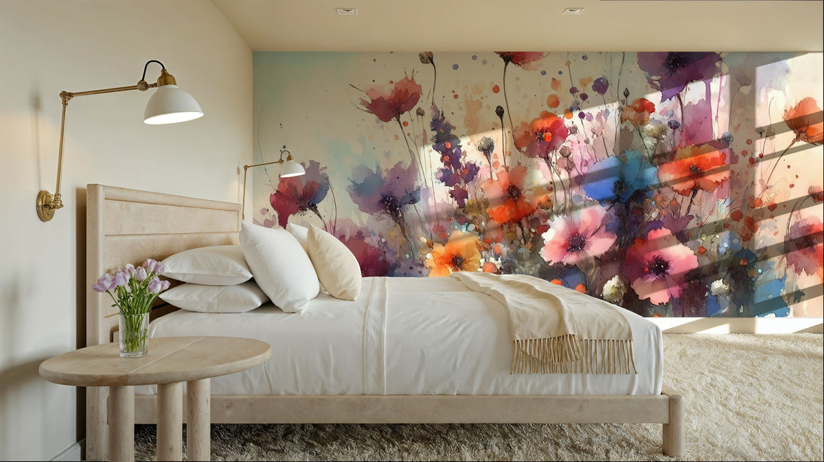 Vibrant Meadow of Wildflowers in Bloom Mural Wallpaper - room preview 04