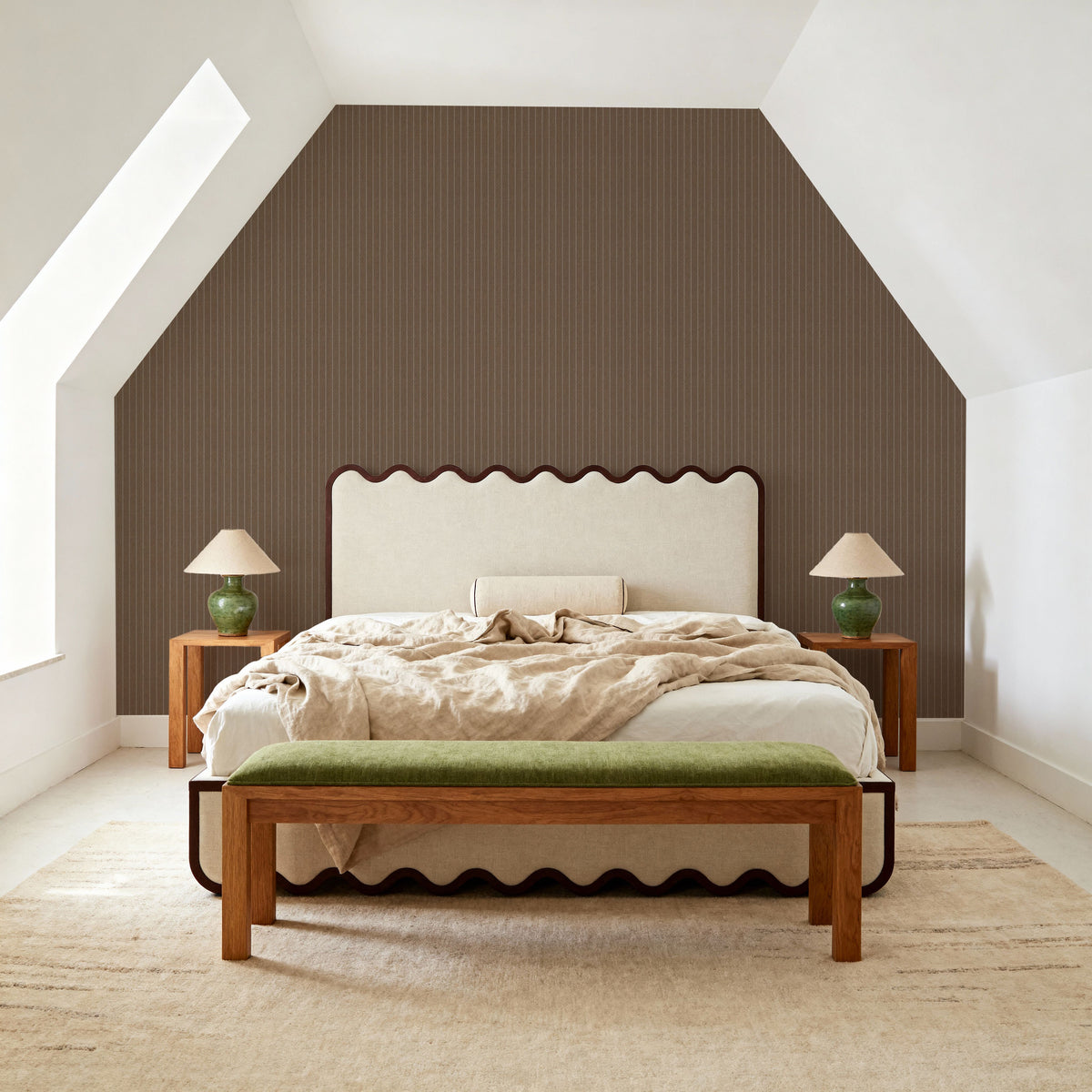 Tailor's Pin Stripe, Bear Brown Mural Wallpaper - room preview 04