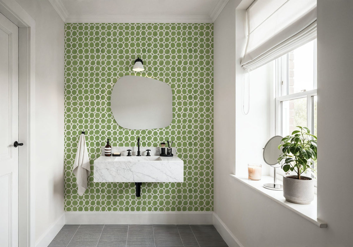 Mixed Forest Circles Inverse Mural Wallpaper - room preview 04