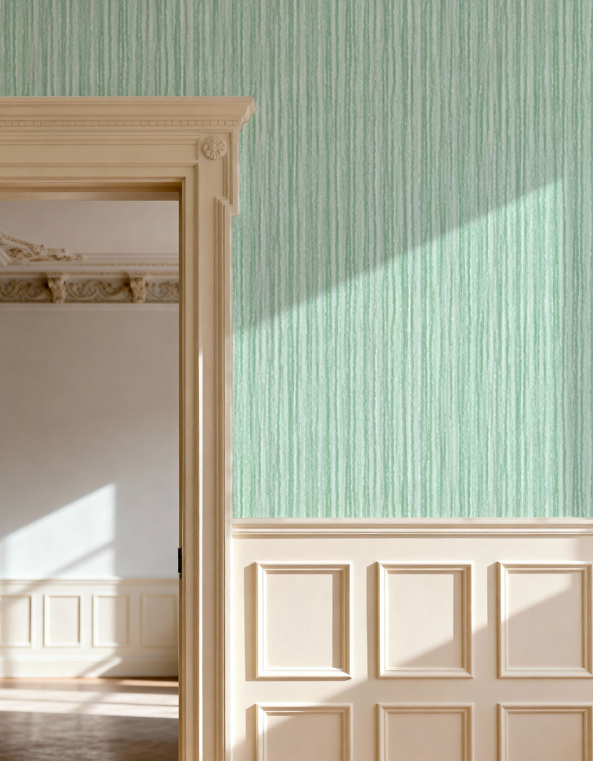 Textured Lines, Mint Mural Wallpaper - room preview 04
