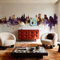 Ottowa Canada Skyline Purple & Gold Mural Wallpaper - room preview 04