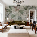 Peony Study - Pearl and Green Mural Wallpaper - room preview 04