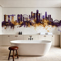 Singapore Skyline Purple & Gold Mural Wallpaper - room preview 04