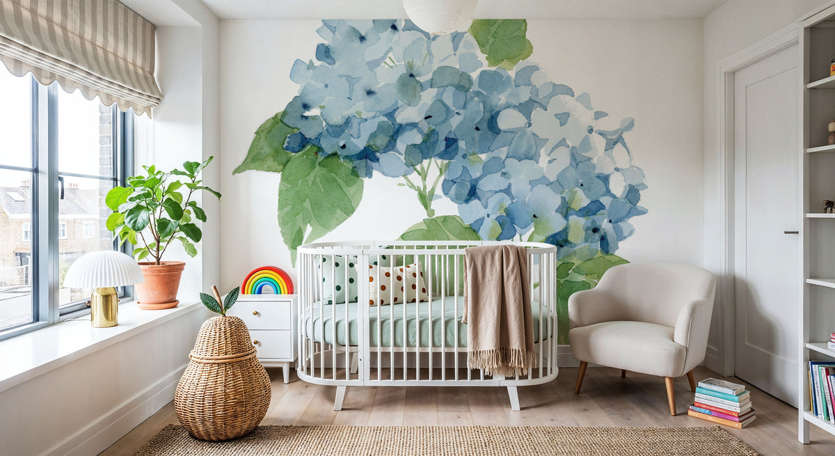 Blue Hydrangea II Mural Wallpaper - room preview 04