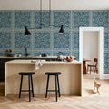 Mission Cement Tiles, Steel Blue Mural Wallpaper - room preview 04