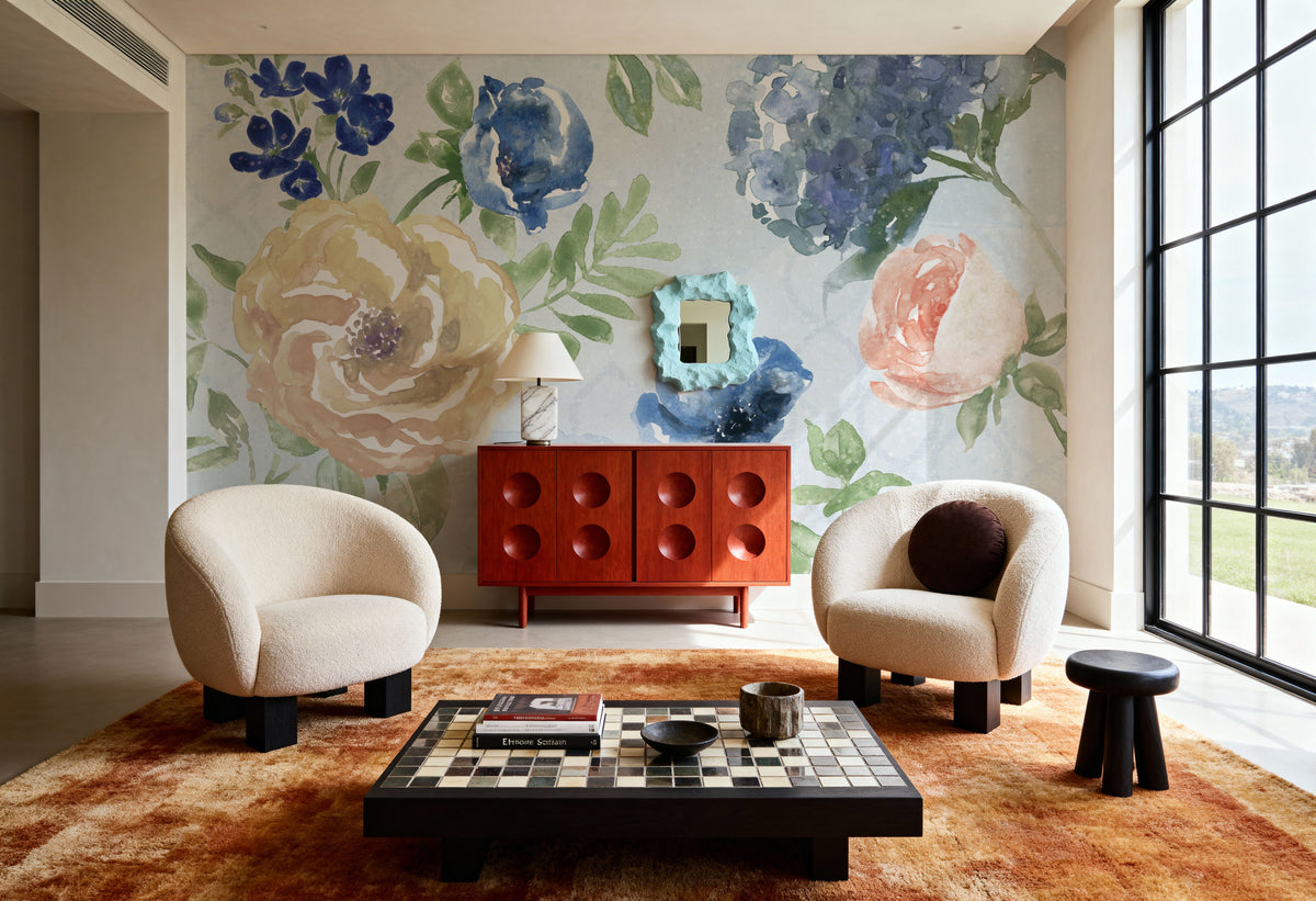 Botanical Coast Blue Mural Wallpaper - room preview 04