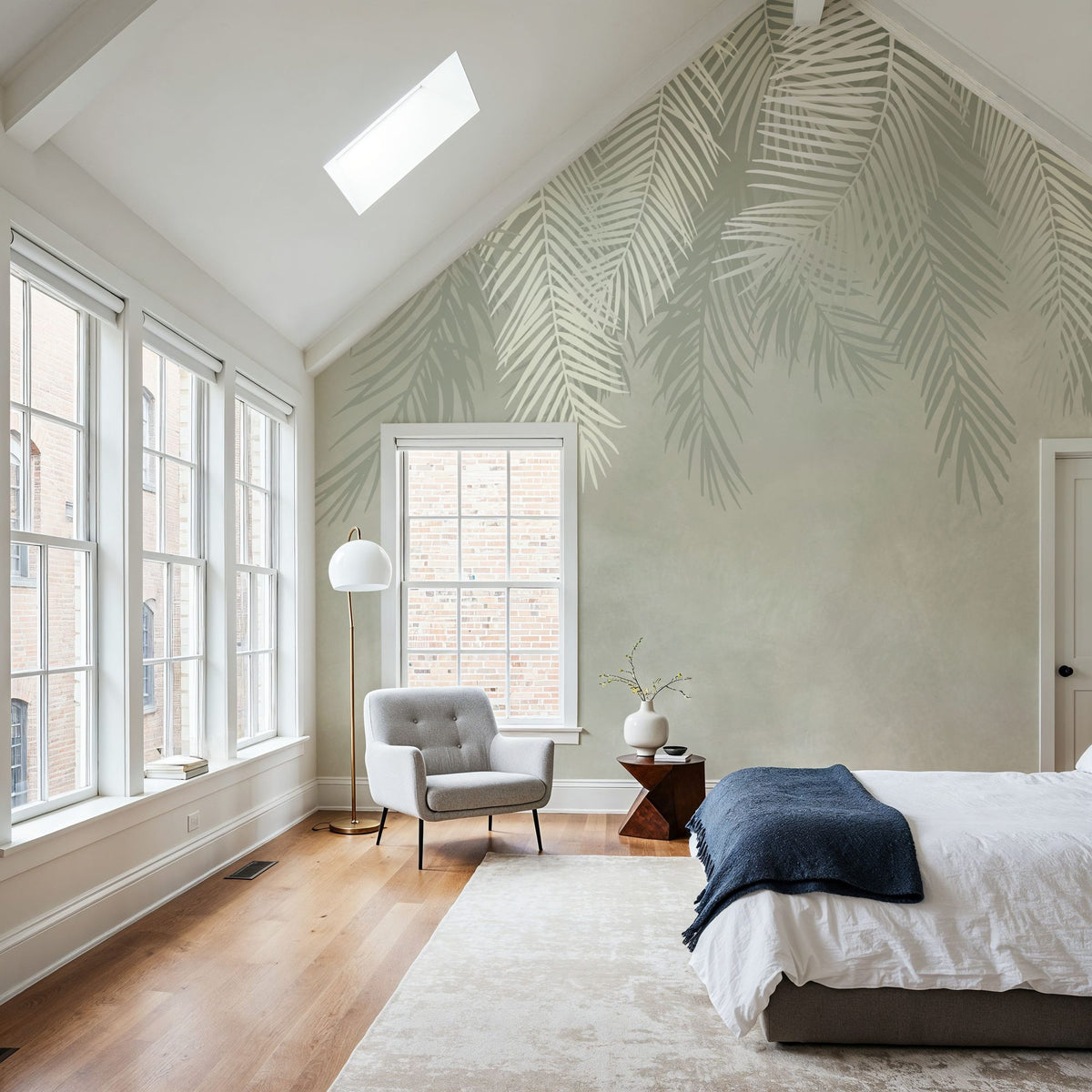 Palms Above, Mint Green Mural Wallpaper - room preview 04