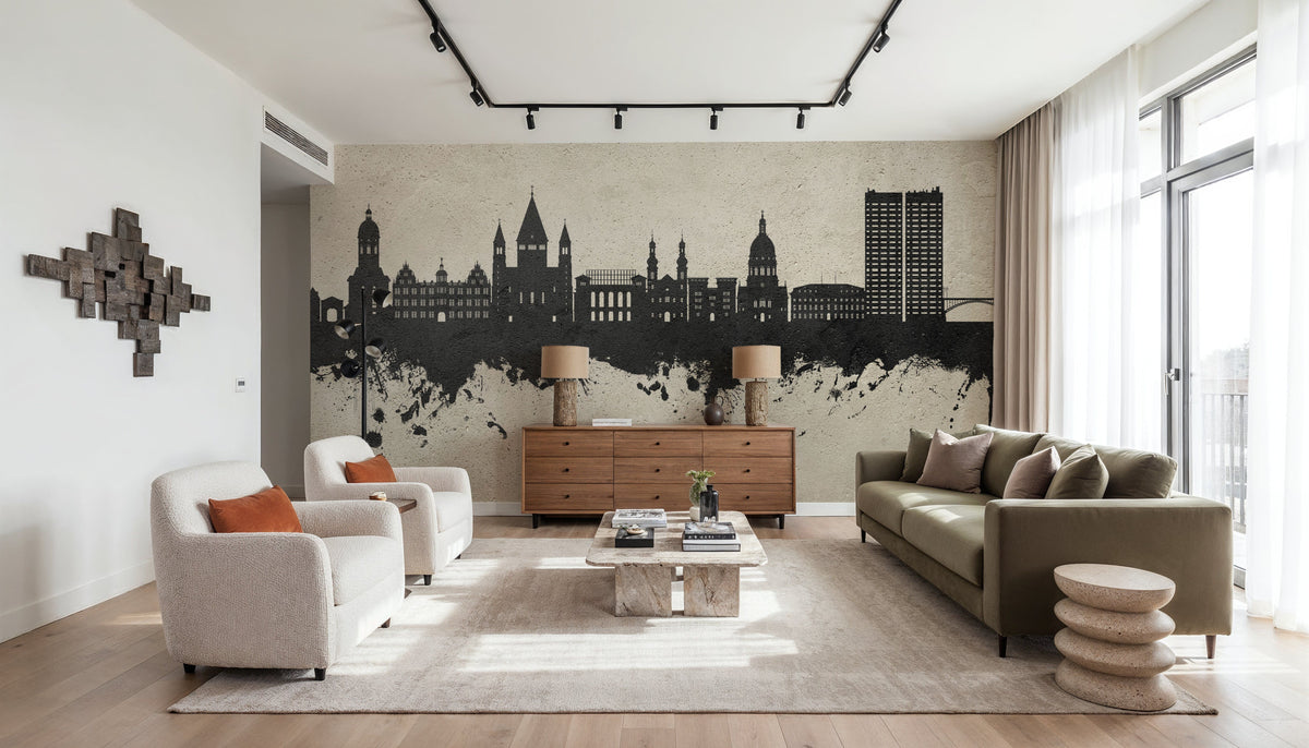 Mainz Germany Skyline Concrete Mural Wallpaper - room preview 04