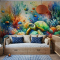 Undersea Encounter Turtle Meets Fish Mural Wallpaper - room preview 04