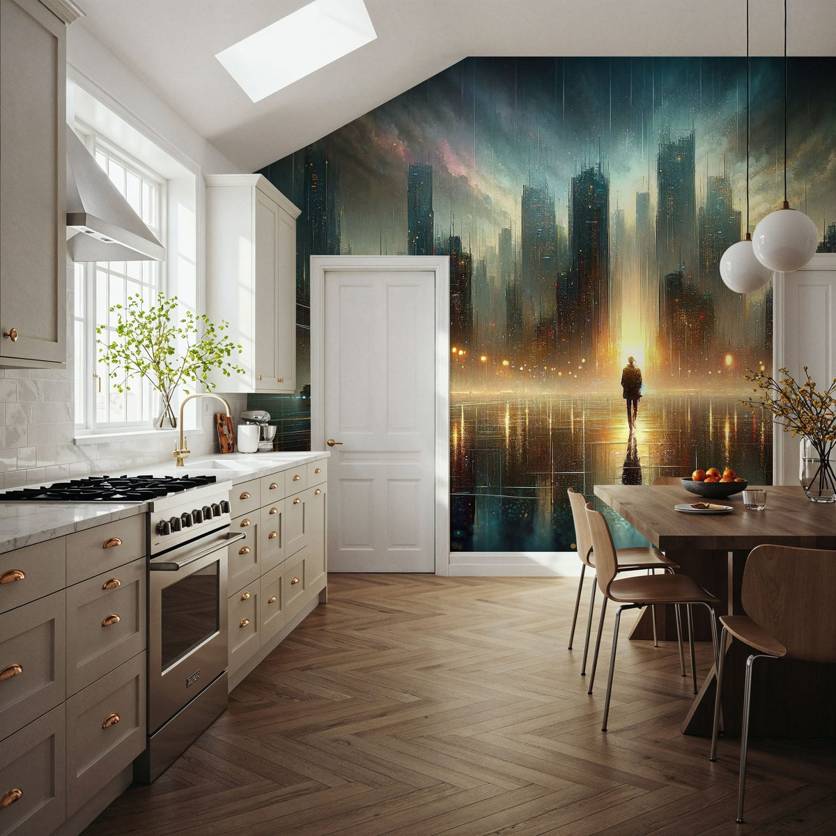 Lost Moments in Twilight Rain Mural Wallpaper - room preview 04