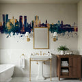 Lima Peru Skyline Blue & Bronze Mural Wallpaper - room preview 04