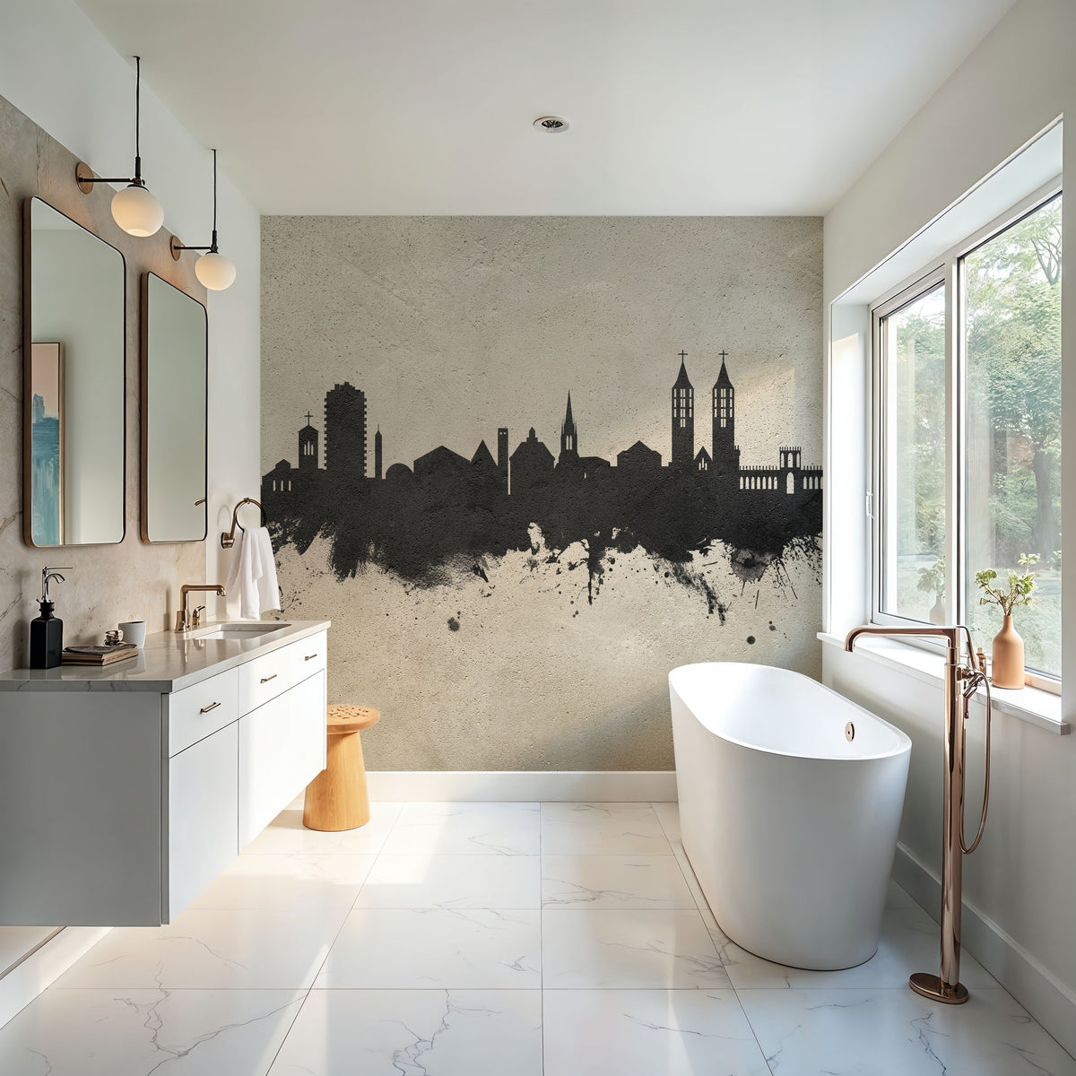 Kassel Germany Skyline Concrete Mural Wallpaper - room preview 04