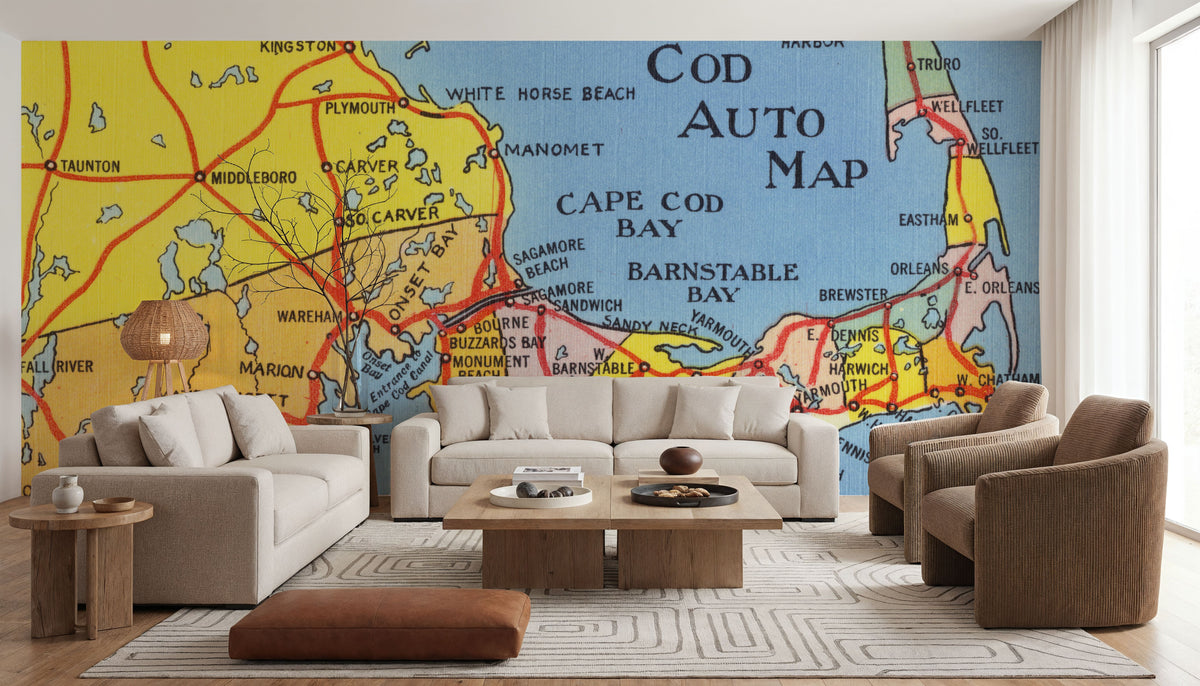 Greetings From Cape Cod Map Mural Wallpaper - room preview 04