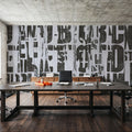 Letterpress Vintage Newspaper Collage, Grunge Mural Wallpaper - room preview 04
