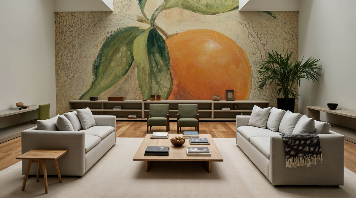 L Orange Mural Wallpaper - room preview 04