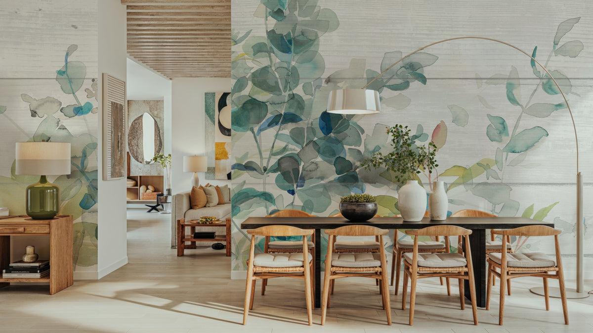 Eucalyptus I on Shiplap Mural Wallpaper - Light Tone - room preview 04