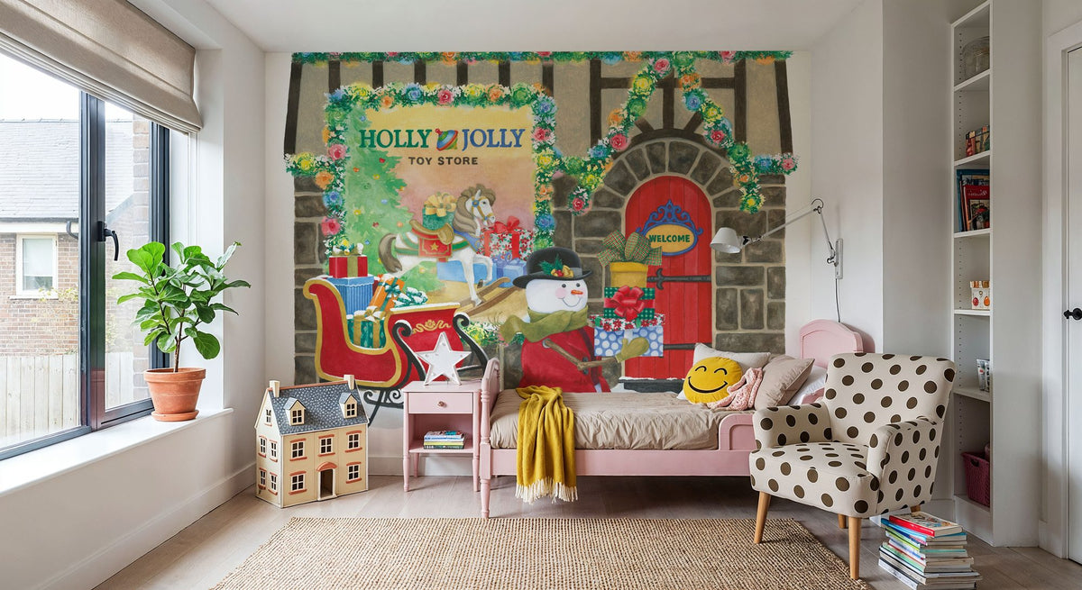 Main Street Christmas IV Mural Wallpaper - room preview 04