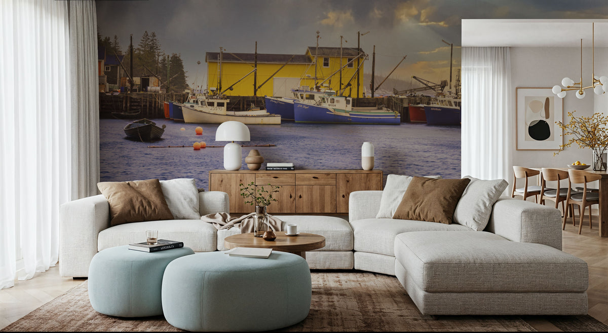 Lobster Fishing Harbour Mural Wallpaper - room preview 04