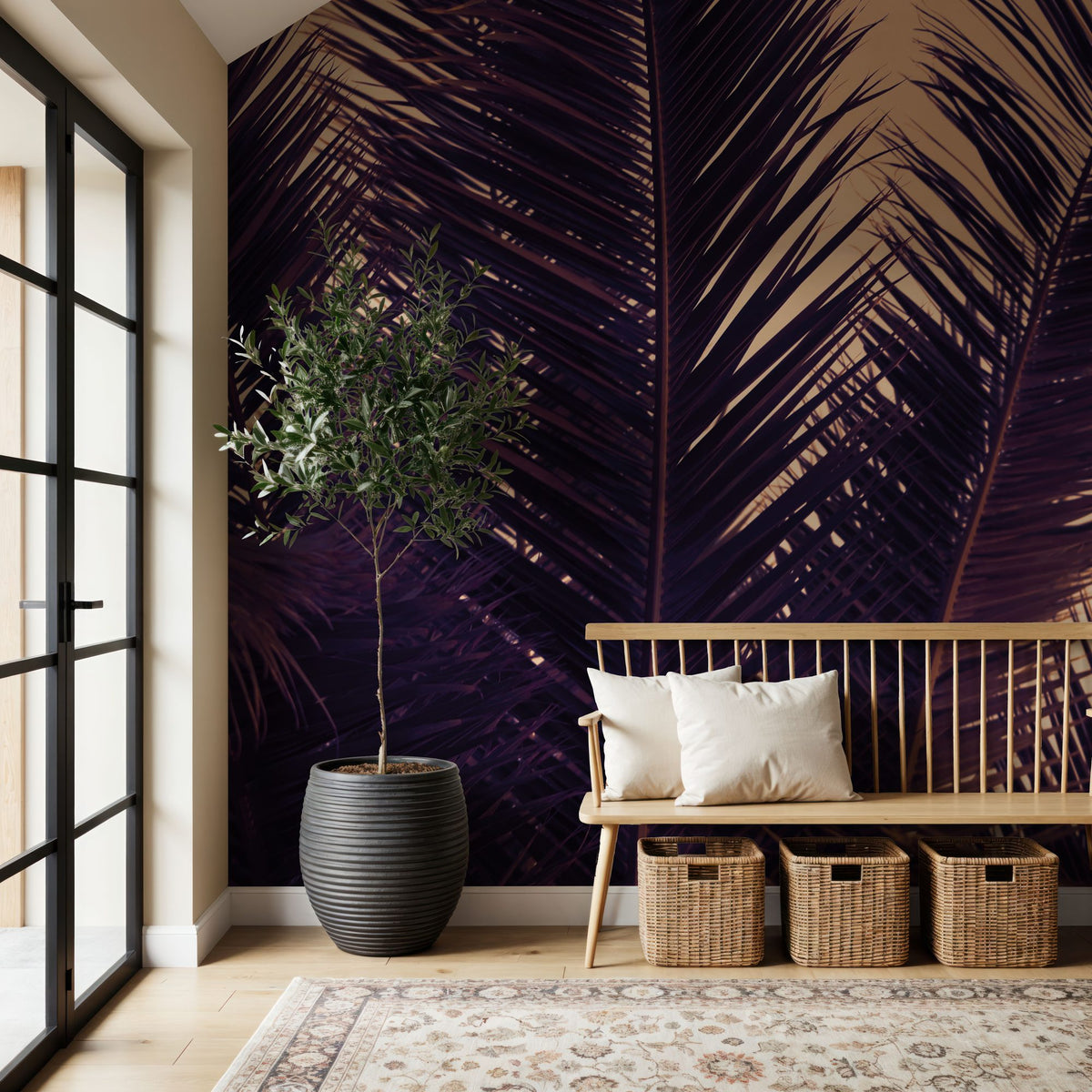 Shy Palm Leaves Mural Wallpaper - room preview 04