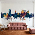 Krakow Skyline Blue & Bronze Mural Wallpaper - room preview 04
