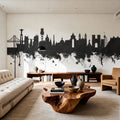 Lisbon Portugal Skyline Black & White Mural Wallpaper - room preview 04