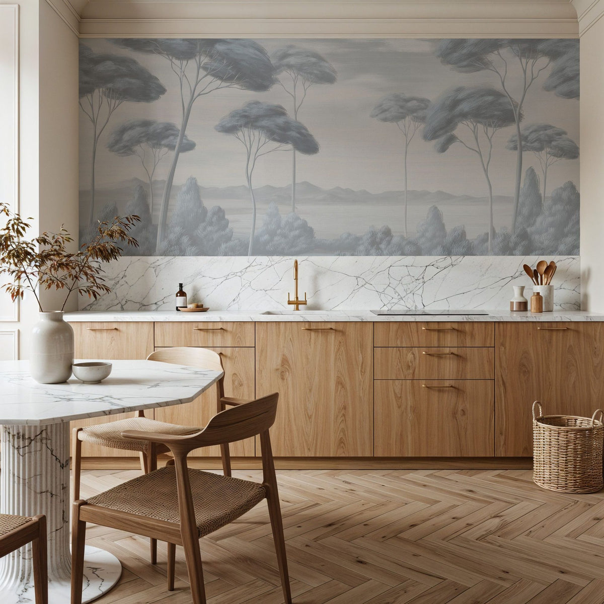 Verdant Horizon, Sea Wind Blue Mural Wallpaper - room preview 04