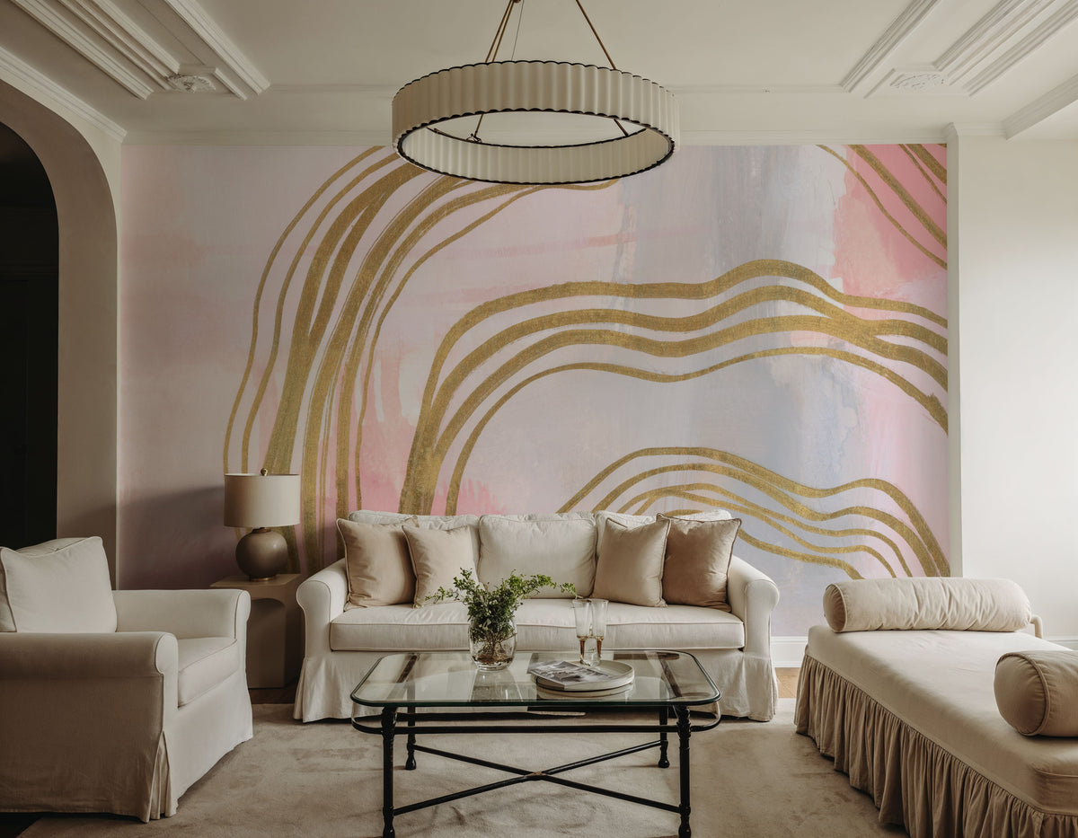 Pink and Bright Abstract I Mural Wallpaper - room preview 04