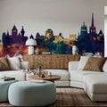 Lausanne Switzerland Skyline Blue & Bronze Mural Wallpaper - room preview 04