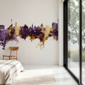 Lawrence Kansas Skyline Purple & Gold Mural Wallpaper - room preview 04