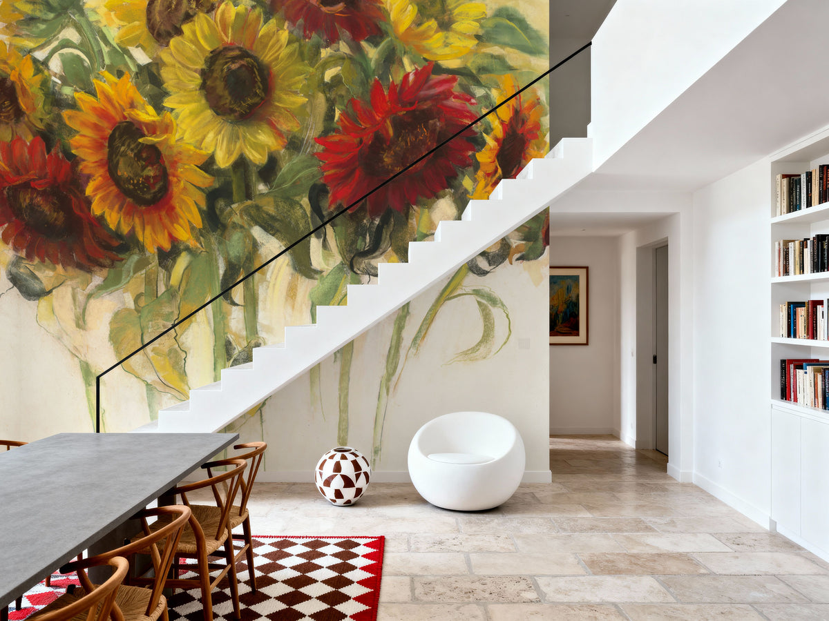 Gathering Sunflowers Mural Wallpaper - room preview 04