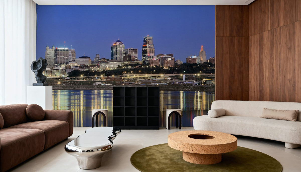 Urban Twilight Reflection Mural Wallpaper - room preview 04
