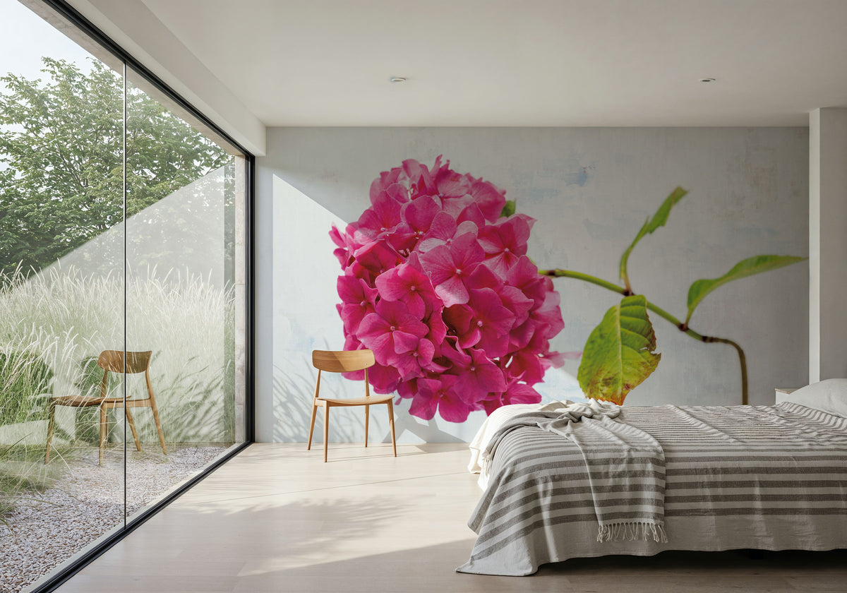 Bright Pink Hydrangea Mural Wallpaper - room preview 04