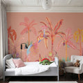 Colorful Jungle, Peach Mural Wallpaper - room preview 04