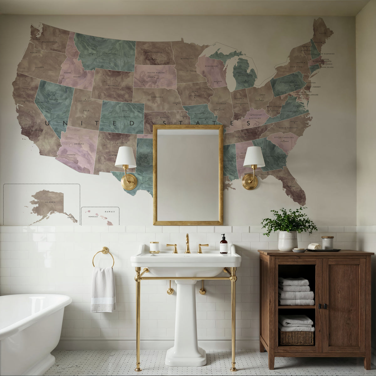 US State Map - Leire Mural Wallpaper - room preview 04
