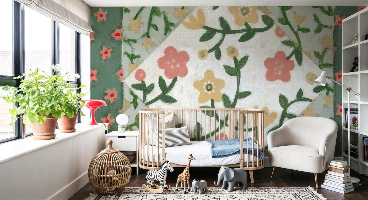 Quilted Floral I Mural Wallpaper - room preview 04