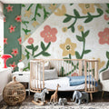 Quilted Floral I Mural Wallpaper - room preview 04