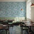 Kala Flowers Blue on White Mural Wallpaper - room preview 04