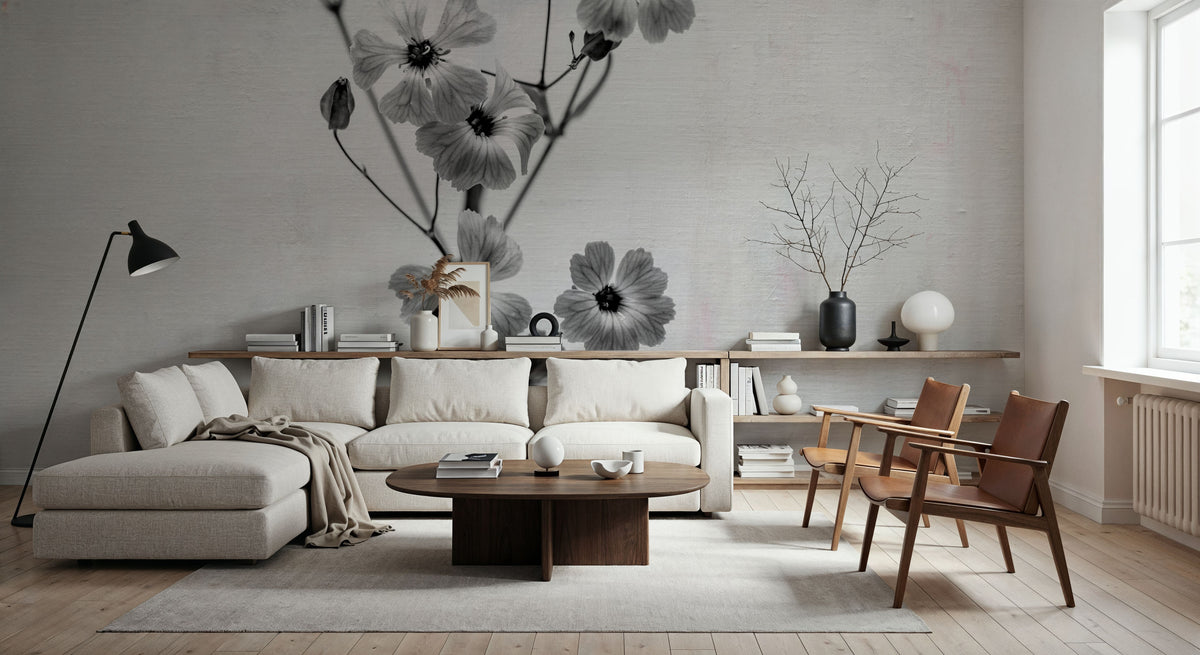 Wonderful Wildflowers XV Neutral Mural Wallpaper - room preview 04