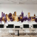 Lagos Nigeria Skyline Purple & Gold Mural Wallpaper - room preview 04