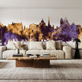 Victoria Canada Skyline Purple & Gold Mural Wallpaper - room preview 04
