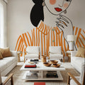 Woman in Striped Blouse II Mural Wallpaper - room preview 04