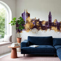 Murcia Spain Skyline Purple & Gold Mural Wallpaper - room preview 04