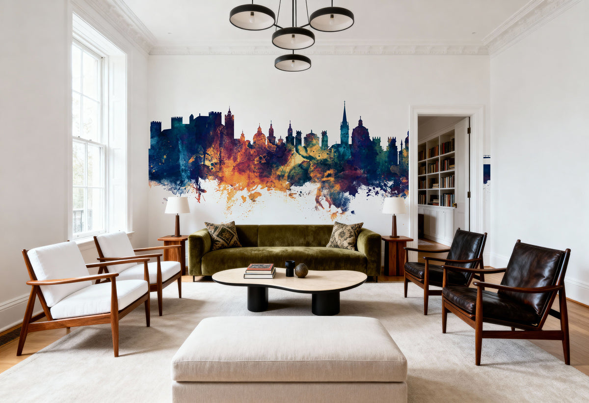 Salzburg Austria Skyline Blue & Bronze Mural Wallpaper - room preview 04
