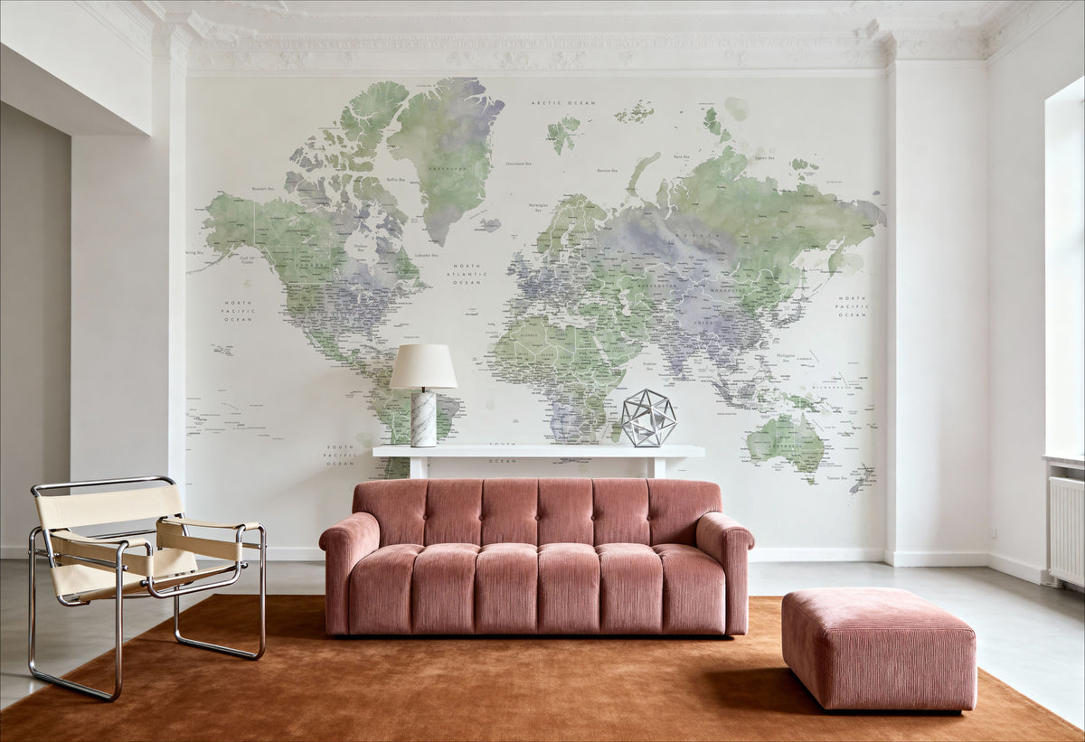 World Map Cities - Fofo Mural Wallpaper - room preview 04