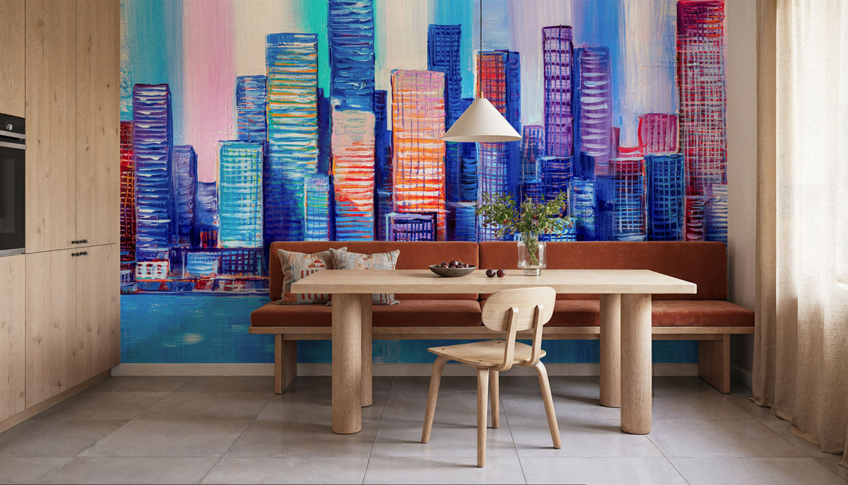 Chromatic Skyline Mural Wallpaper - room preview 04