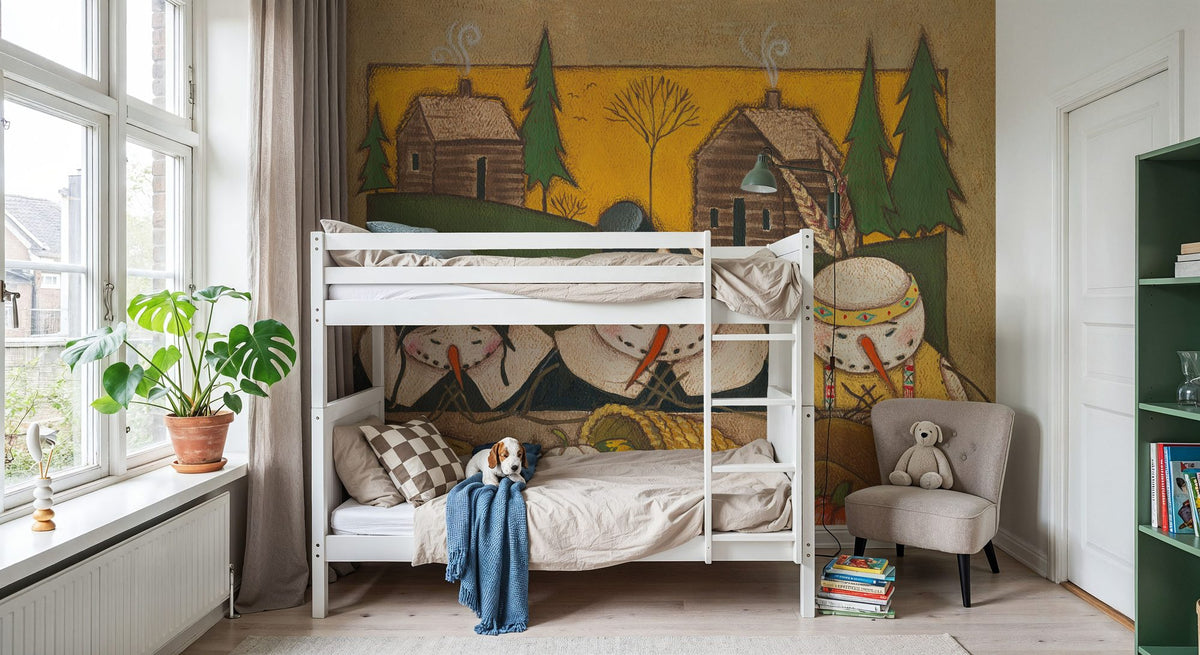 Seasonal Snowman XI Mural Wallpaper - room preview 04