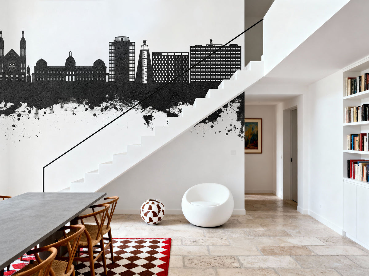 Port-au-Prince Haiti Skyline Black & White Mural Wallpaper - room preview 04