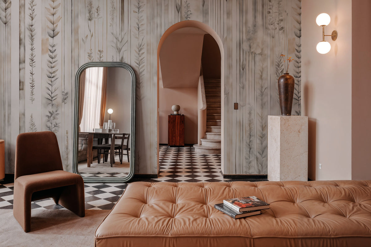 Botanical Wall Beige Mural Wallpaper - room preview 04